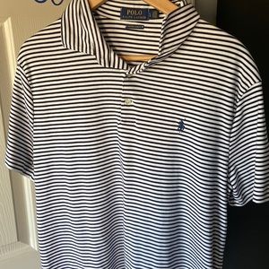 Mens Polo Ralph Lauren short sleeve striped dress shirt/polo